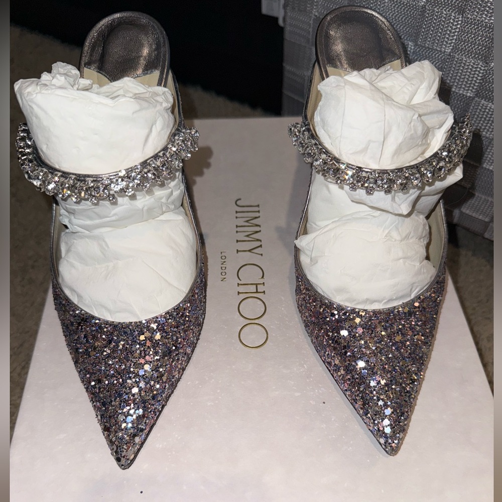 Jimmy Choo Bing 100 Glitter Pumps
